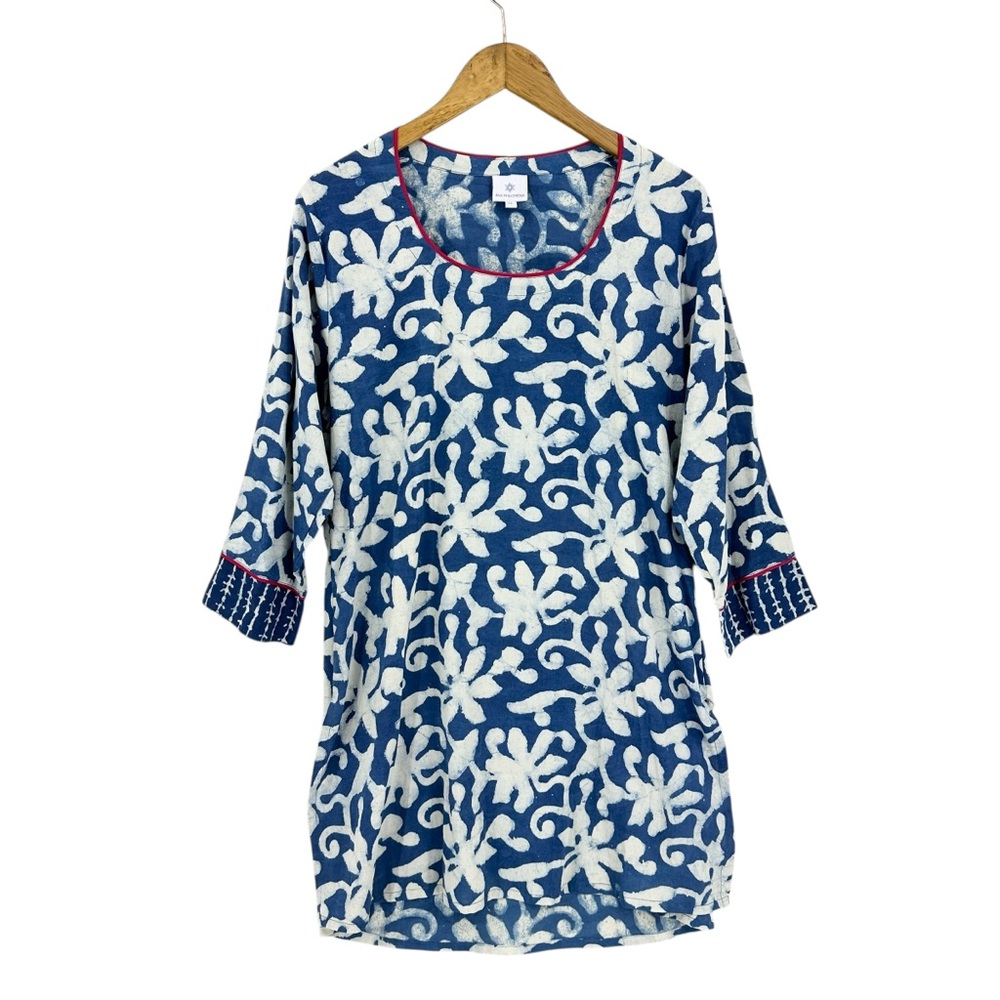 PAX PHILOMENA Isadora Cotton Tunic Blue White